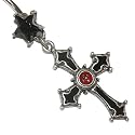 Pierced & Modified  Body Jewellery Navel Bars  Gothic Cross Dangle Belly Bar  Black