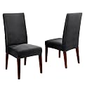 Sure Fit Stretch Leather Dining Room Chair Cover - Ebony (Short)