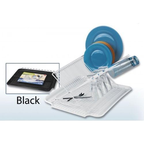 Black Folding Dish Rack with Drain Board (Black) (10.75"H
