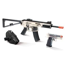 Crosman Ready To Play Airsoft Kit (2 Guns, Holsters, BBs and Speedloader, Clear/Black)