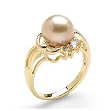 South Sea Golden Pearl Ring with Diamonds in 14K Yellow Gold