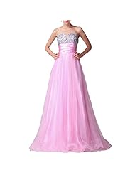 A-line Polyester/Tulle Pleated Lace-Up Crystals Crystal Corset   Waistline Floor Length Sweetheart Evening Dress/Prom Dress 