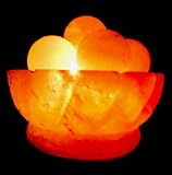 Fancy Carved Himalayan Crystal Salt Lamp Fire Bowl with 6 massage balls