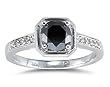 1.00 Carat Black Diamond Ring in 14K White Gold