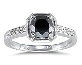 1.00 Carat Black Diamond Ring in 14K White Gold