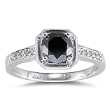 1.00 Carat Black Diamond Ring in 14K White Gold
