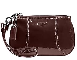 Coach Patent Leather Wristlet Case Bag 42053 Brown