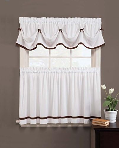 Kate Curtain - Tier Pair (57" x 24") - White with Color Trim - Clove