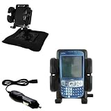 Gomadic for the PalmOne Treo 800 - PalmOne Treo 800 Auto Bean Bag Dash Holder with Car Charger - Uses Gomadic TipExchange