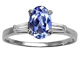 1.03 cts Genuine Tanzanite and Diamond Engagement Ring - 14kt White or Yellow Gold