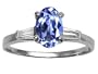1.03 cttw Genuine Tanzanite and Diamond Engagement Ring - 14kt White or Yellow Gold