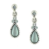 Mother of Pearl Silver Tone Teardrop Earrings by 1928 Jewelry Company