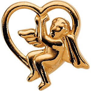 14k Yellow Gold Angel Lapel Pin 9mm by 
