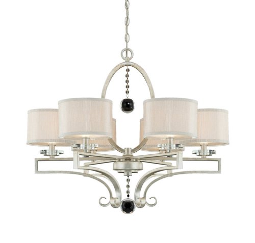 Savoy House 1-250-6-307 Rosendale Collection 6-Light Chandelier, Silver Sparkle Finish and Silver Fabric Shades
