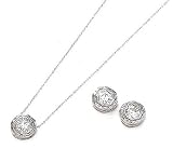 Brilliant! 14k White-gold 3.50mm Moissanite Earring-and-pendant-necklace-sets