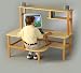 Preschool Computer Desk w/Hutch, maple finish top, black edge trim