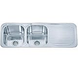 Stainless Steel Inset Kitchen Sink Double Bowl With Drainer & Wastes (E10 mr) Polished Finish by Gra