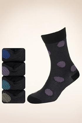 4 Pairs of Autograph Stripe & Circle Socks with Modal
