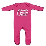(フロソ) FLOSO 赤ちゃん・ベビー用 Daddys Drinking Buddy(パパの飲み友達)プリント 長袖ロンパース ボディースーツ オールインワン スリープスーツ (3-6ヶ月) (ピン