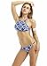 Creabygirls Womens Cute Floral Halter Top and Bottom Bikini Set(US2) Blue