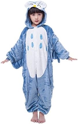 Unisex Children Pyjamas Kigurumi Halloween Onesie Owl Costume(Blue,100)
