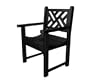 Polywood Outdoor Furniture Chippendale Arm Chair, Black-Recycled Plastic Materials
