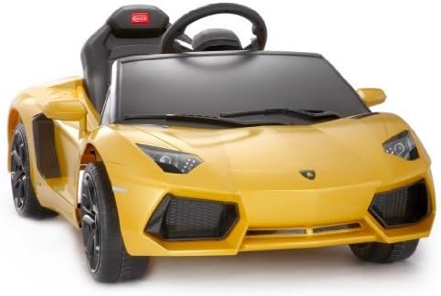 LAMBORGHINI AVENTADOR RIDE ON TOY CAR WITH REMOTE CONTROL BATTERY OPERATED 12 VOLTS YELLOW