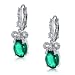 Bling Jewelry Silver Bridal Bow Ribbon Drop CZ Emerald Color Leverback Earrings