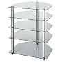 Alphason AD5/47-S 5 Shelf HiFi Equipment Rack - Silver, Clear Glass