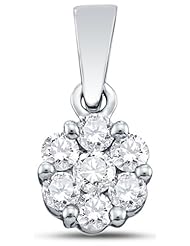 1.00 cttw. Round Diamond Ladies Flower Pendant 14K White Gold