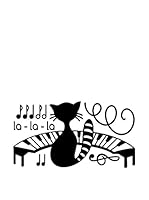 Ambiance Live Vinilo Decorativo Cat, piano and music notes Negro
