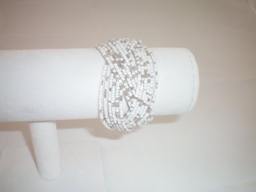 Bracelet Cuff Beads White
