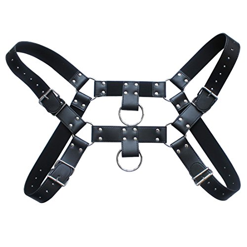 YiZYiF Men s PU Leather Male Chest H Bulldog Harness 4 Straps Club wear Costumes