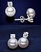 Women White 8-9mm Freshwater Pearl Cubic Zirconia Stud Earrings 925 Sterling Silver by Joyfulshine