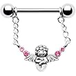 Silver 925 Pink Guardian Angel Nipple Ring MADE WITH SWAROVSKI ELEMENTS