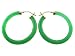 Green Jade Skinny Hoop Earrings, 14K Gold