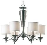 Kenroy Home 90426BS Accolade Six-Light Chandelier, Brush Steel Finish with Off-White Shades