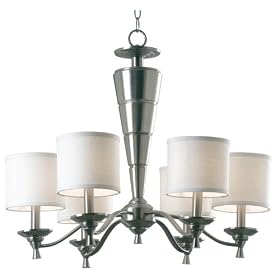 Kenroy Home 90426BS Accolade Six-Light Chandelier, Brush Steel Finish with Off-White... by Kenroy Home