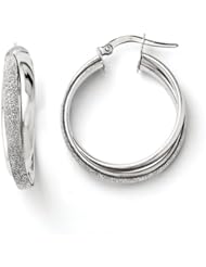 14k White gold Leslies Fancy Glitter Infused Hoop Earrings