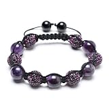 Bling Jewelry Swarovski Purple Crystal Bead Shamballa Bracelet with Amethyst Color Stones 12mm