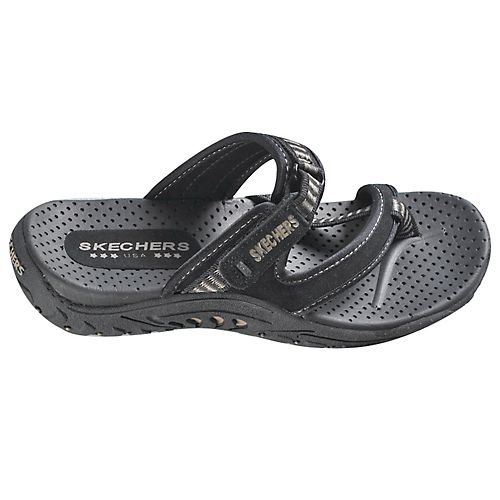 Skechers USA Women's Rasta Toe Thong Sandal,Black,9 M