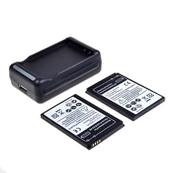 2X Battery + Travel Wall Charger for Sprint HTC Evo 4G, HTC Hero, Droid Incredible, Imagio, Ozone, Snap, Tilt 2, Verizon Droid Touch Pro 2