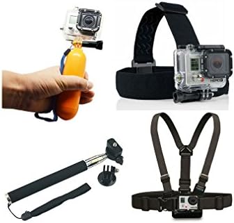 Xinkeen Monopod Tripod Mount Adapter + Float Bobber Handheld Stick + Chest Belt + Head Strap For all Gopro Hero4 3+ 3 2 SJ4000