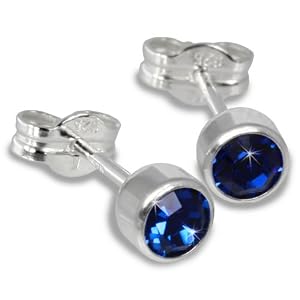 SilberDream Damen-Ohrstecker Silber mit blauem Zirkonia 925 Sterling Silber SDO503B