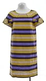 Michael Kors Linen Chartreuse Striped Short Sleeve Shift Dress