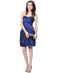 Strapless Sweetheart Natural   Waistline Knee Length Sheath Lace Beaded Taffeta Party Dress 