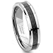 Tungsten Carbide 6MM Carbon Fiber Inlay Wedding Band Ring Size 5-12.5