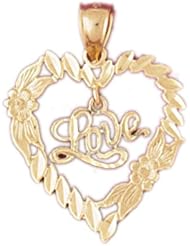 Dazzlers Solid 14k Gold Love Heart Charm Pendant Available in three colors from jewelsberry (weights: 1.6 grams only)