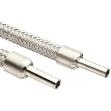 Stainless Steel 316 Super MiniFlex Hose w/304 Braid, Male Pipe Fittings, 3/16ID, 12" L, 1.18" Bend