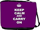 RikkiKnight® Keep Calm and Carry On - Purple Messenger Bag - Book Bag ***with matching coin purse wallet*** -School Bag - Reporter Bag - Unisex - Ideal Gift for all occassions!